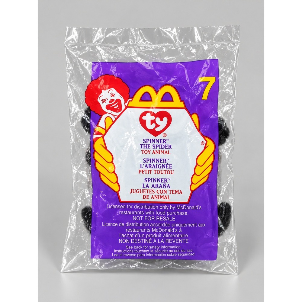 Vintage 2000 McDonalds Ty Teenie Beanie Baby Spinner the Spider #7 New Sealed